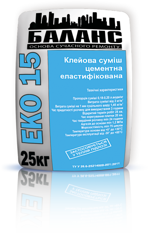 Баланс &laquo;ЕКО 15&raquo; - клей цементный эластифицированный